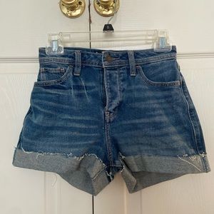 hollister dark wash high waisted jean shorts
